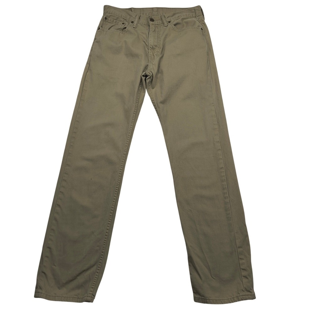 Levis 505 Regular Fit Straight Leg Khaki Tan Cotton Pants Mens 33x34 (33x32.5)